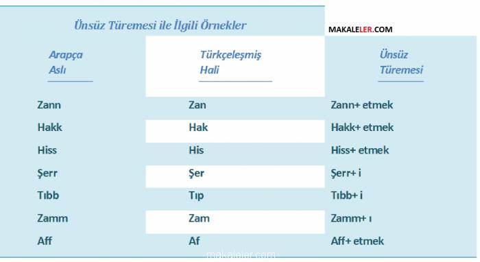 Ünsüz Türemesi ile İlgili Örnekler